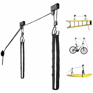 125LBS Kayak Hoist Lift Pulley System Kayak Ceiling Storage with Straps for Canoe Paddle Board Bike Ladder