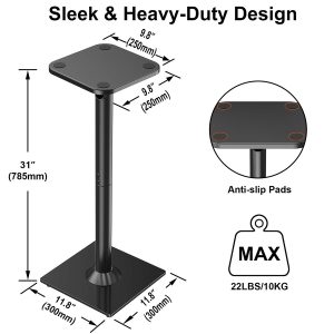 1pair Universal Speaker Stands with Cable Management 78.5cm Height for Satellite Speaker Large Speaker Up to 10kg