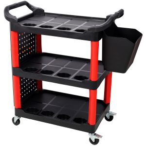 3 Tier Rolling Auto Detail Cart with Wheels Ultimate Tool Organizer for Detailers Garage Workshop and Repair Shop