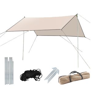 Camping Tent Tarp Shelter Set 3-6m Camping Tarp Canopy Sunshade Rainproof Shelter Canopy for Outdoor