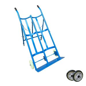 Double Gas Bottle Trolley with Back Support Foldable Oxygen Bottle Carrier
