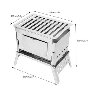 Foldable BBQ Grill Stove Stainless Steel Camping Wood Stove for Outdoor Garden Camping
