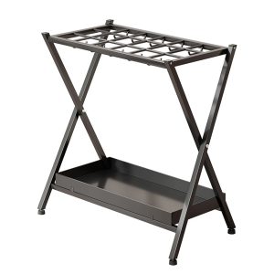Metal Foldable Umbrella Storage Stand with a Drip Tray Umbrella Storage Rack for Household Hotel Lobby