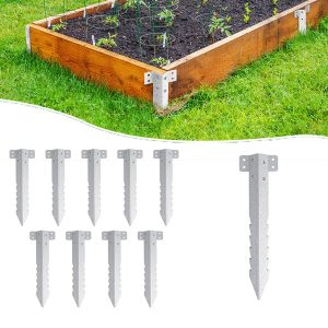 10 Pack Fixing Peg Timber Sleeper Brackets Landscape Edging Stakes for Planter Beds