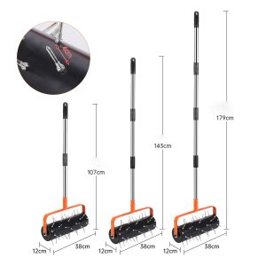 Rolling Lawn Aerator with 42 Spikes Adjustable Handle Soil Penetrator Push Lawn Aeration for Garden Yard Patio