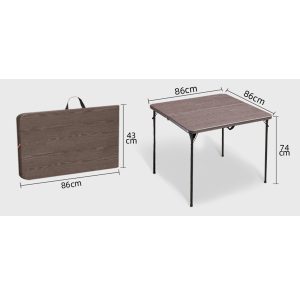 Square Folding Table Foldable Card Game Table for 4 People Portable PP Table with Carry Strap Outdoor Picnic Table